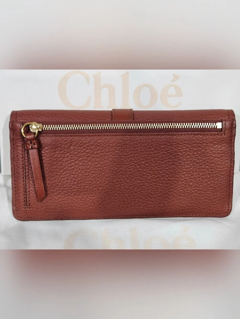 Chloe Aby Long Wallet - Grained Calfskin Sepia Brown